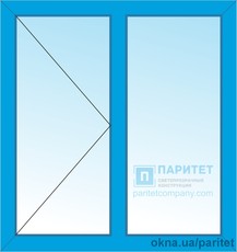 Двухстворчатое левое поворотное – глухое окно 